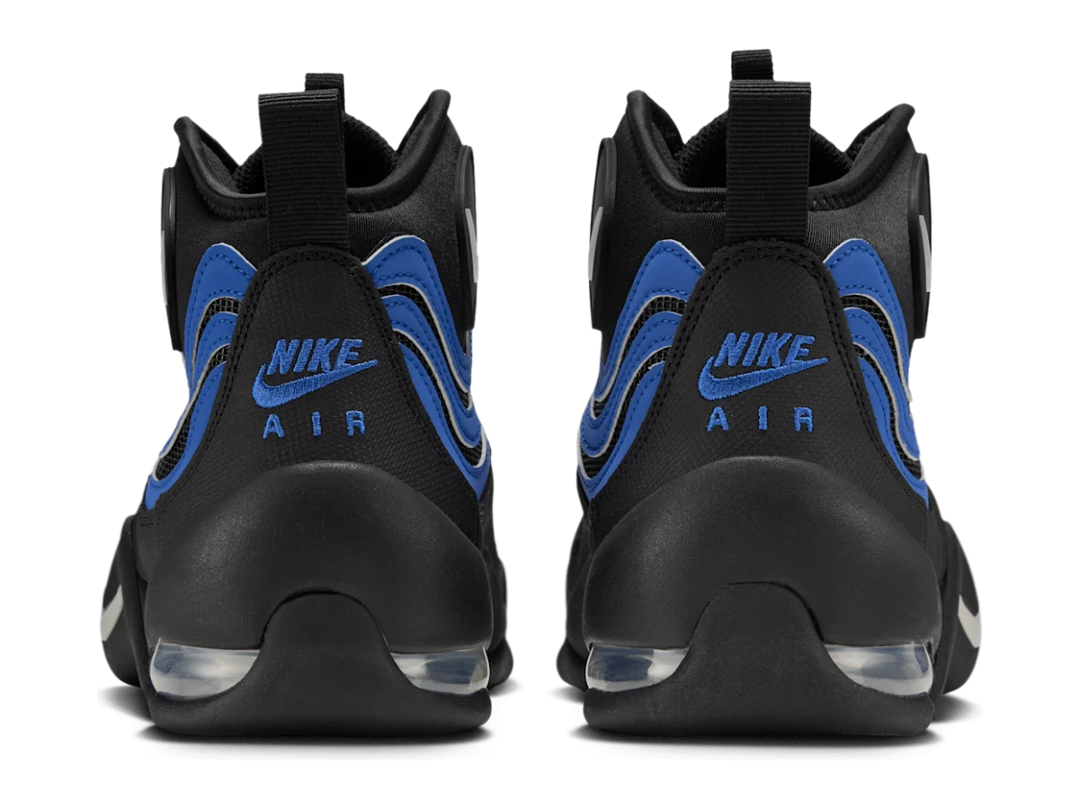 Nike Air Bakin High SP Varsity Royal, heel view with blue Nike Air lettering