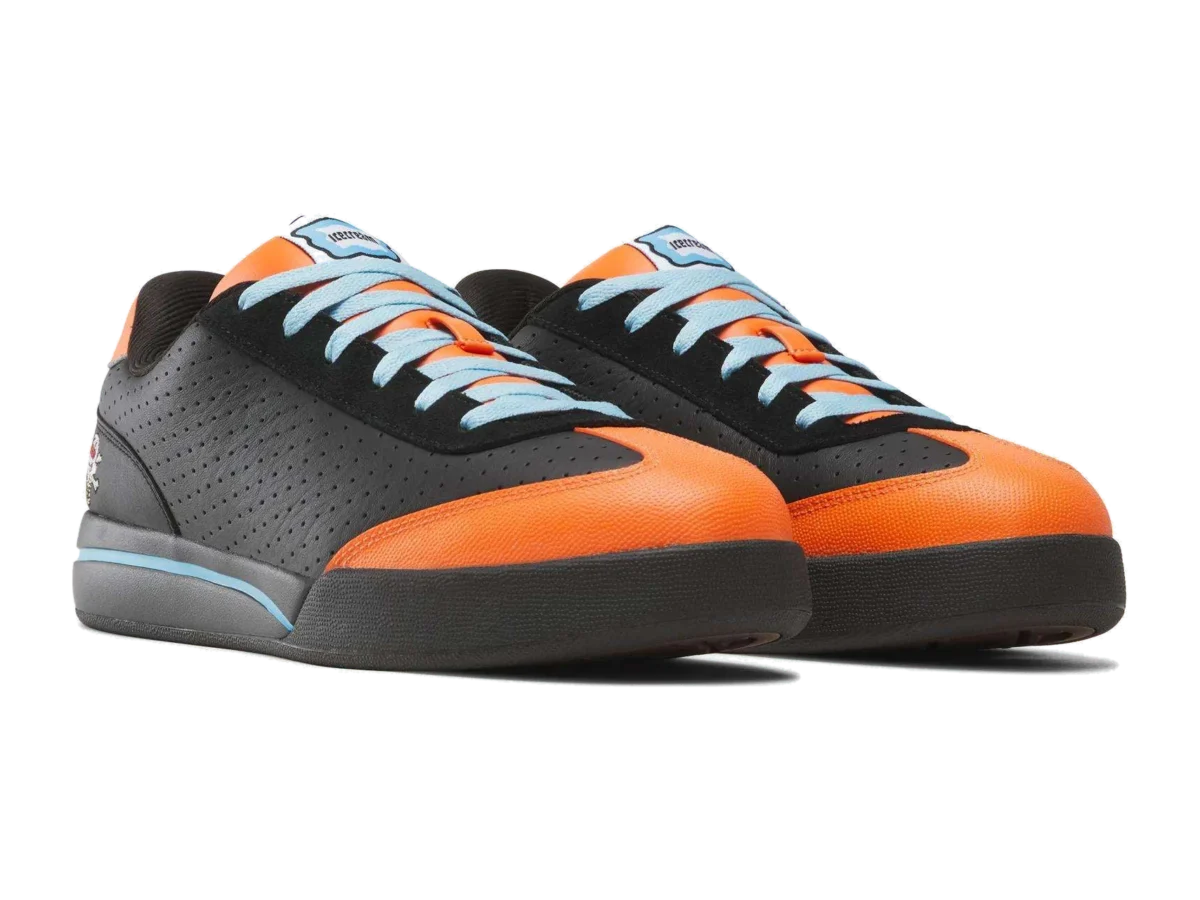 BBC ICECREAM x Reebok Board Flip Pumpkin pair, front three-quarter view