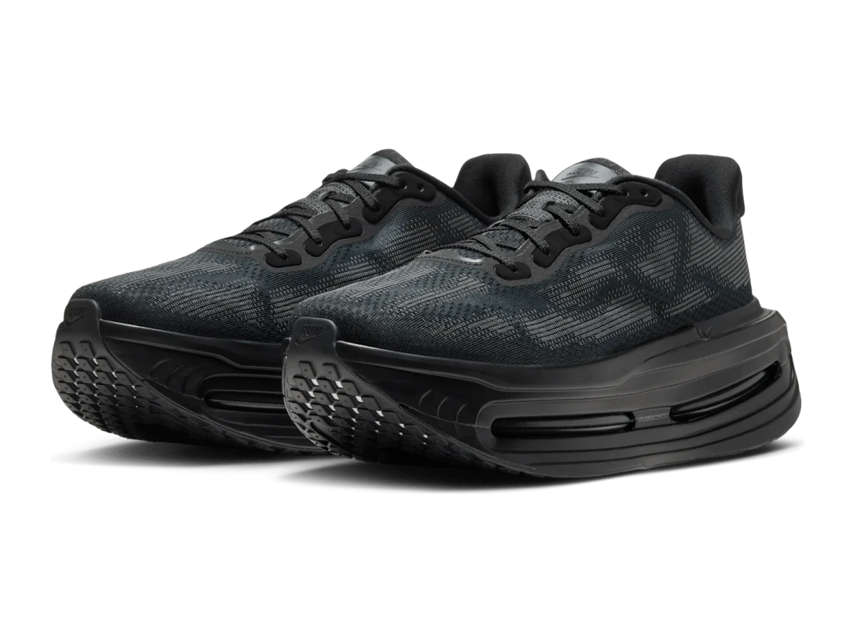Nike Vomero Premium SP Skeleton pair at an angle, all-black upper and sole
