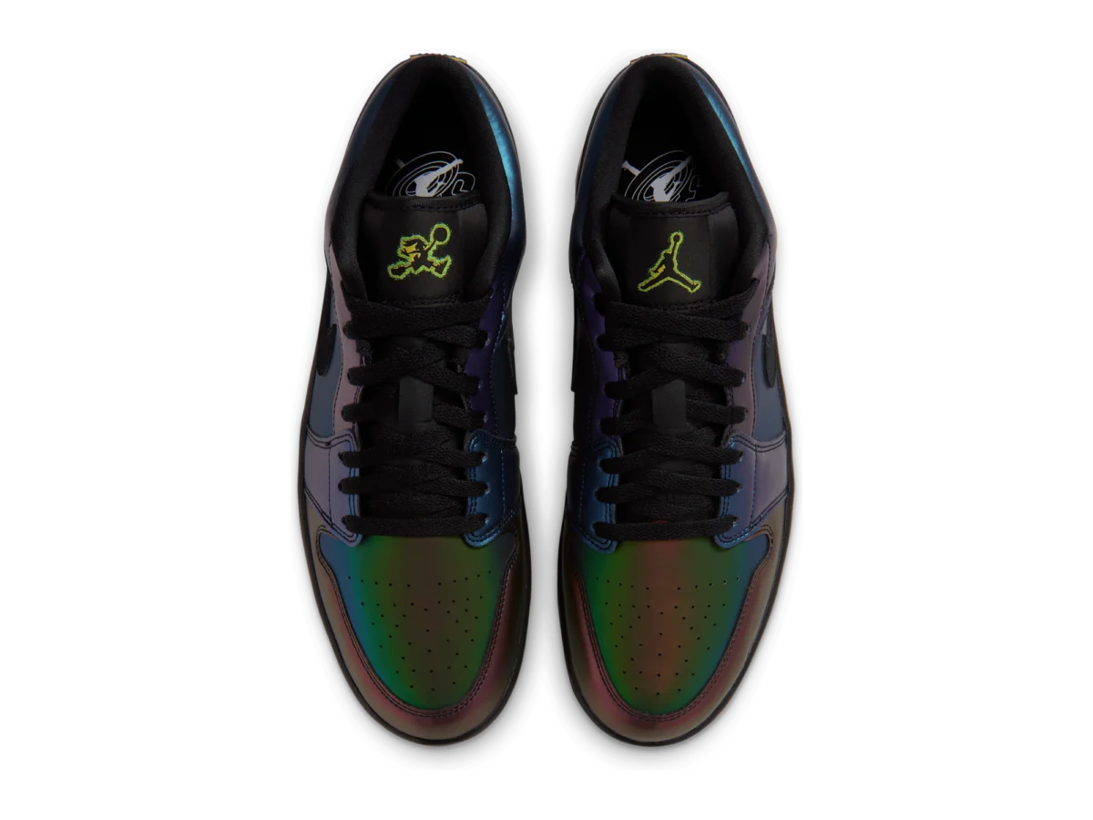 Air Jordan 1 Low SE Magic Ball from above, mismatched Hare Jordan and Jumpman tongue logos