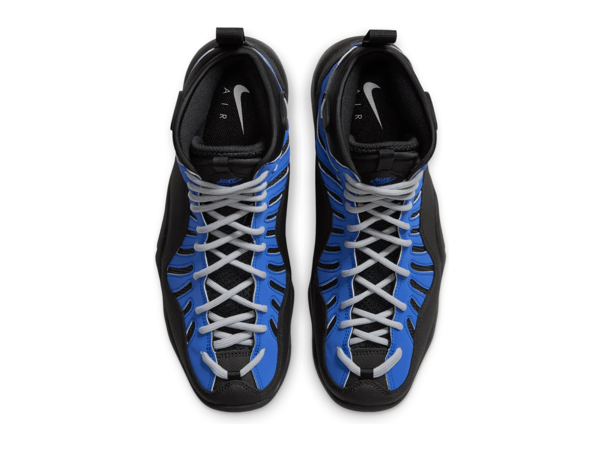 Nike Air Bakin High SP Varsity Royal, top view of the pair with grey laces